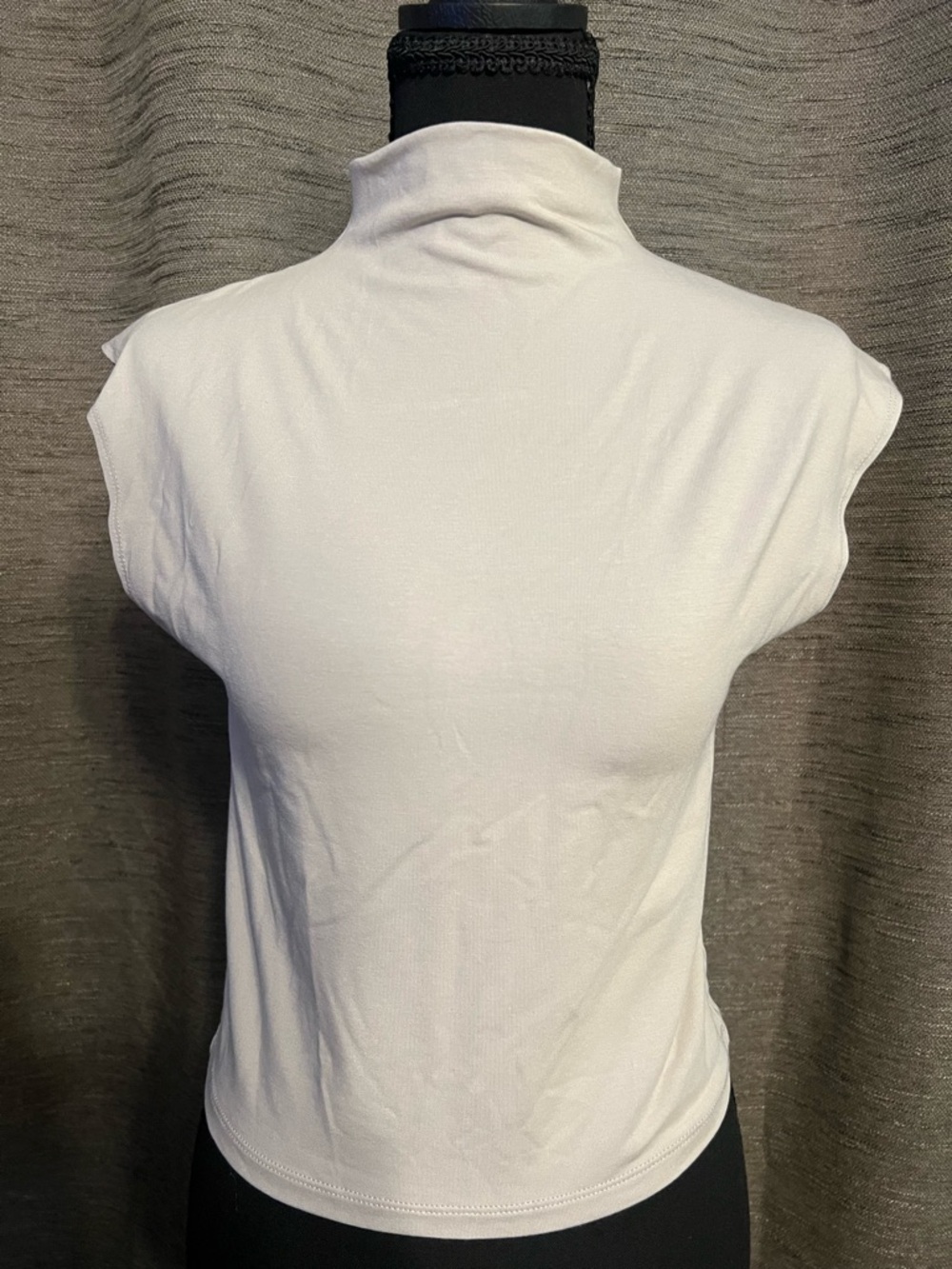Madewell White Mock Neck Cap-Sleeve Tank